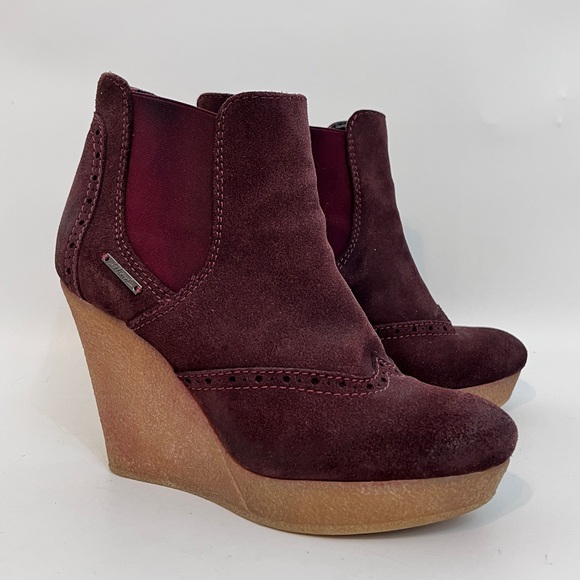 Diesel Denver Wineyard Vine platform wedge ankle boots 38 US 7 leather - Picture 2 of 10